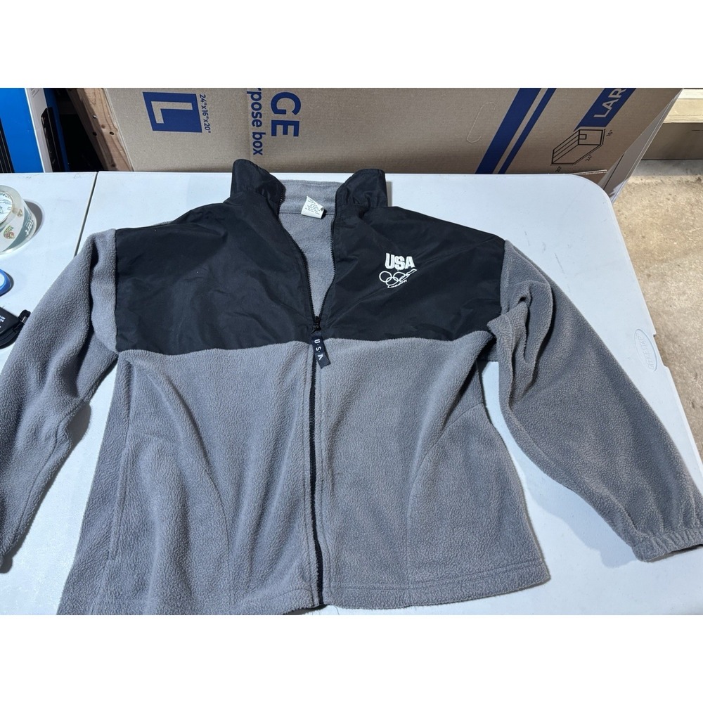 Team USA Olympic London 2012 Gray Black Embroidered Full Zip Fleece‎ Jacket L